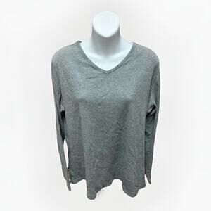 Duluth Womens Shirt Size Large Gray Long Sleeve V-neck Casual Top